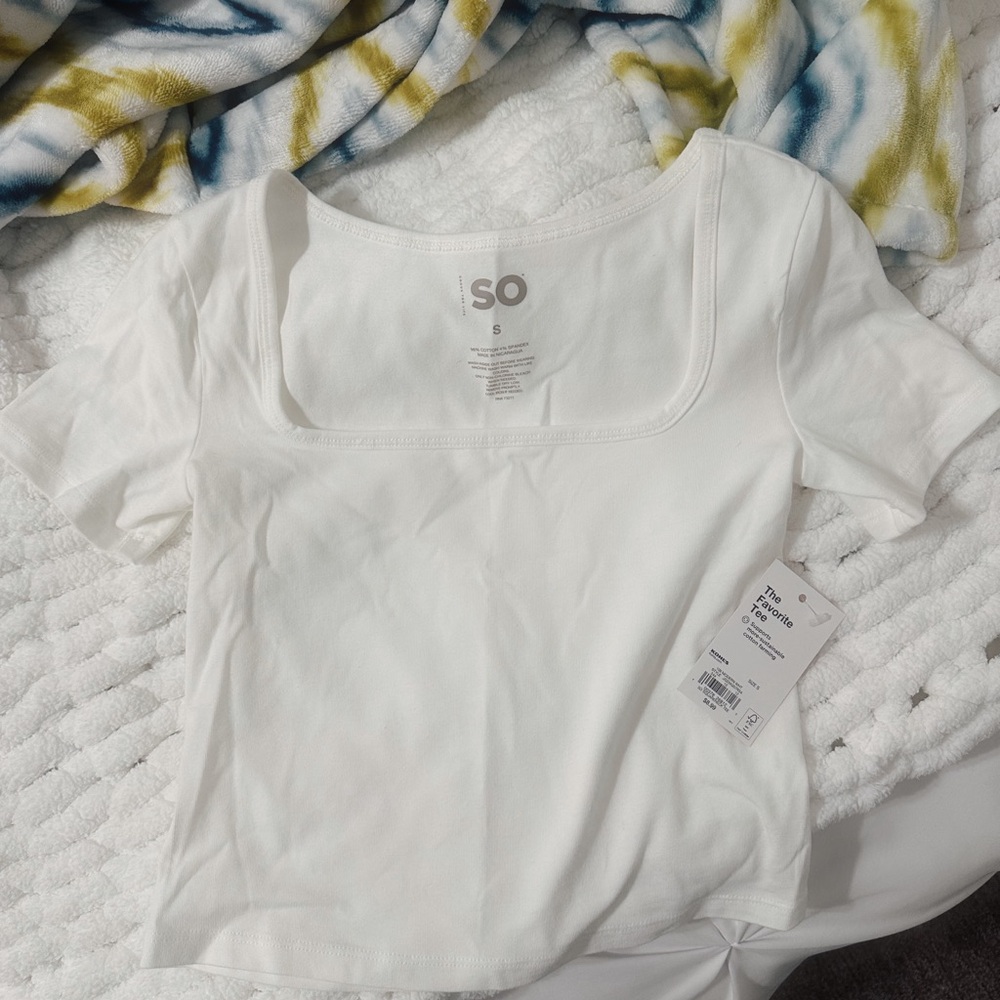 Women's White Square Neck Top